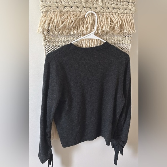 Autumn Cashmere 100% Cashmere Crewneck Long Sleeve Sweater Ruched Sleeves XS - Picture 4 of 4